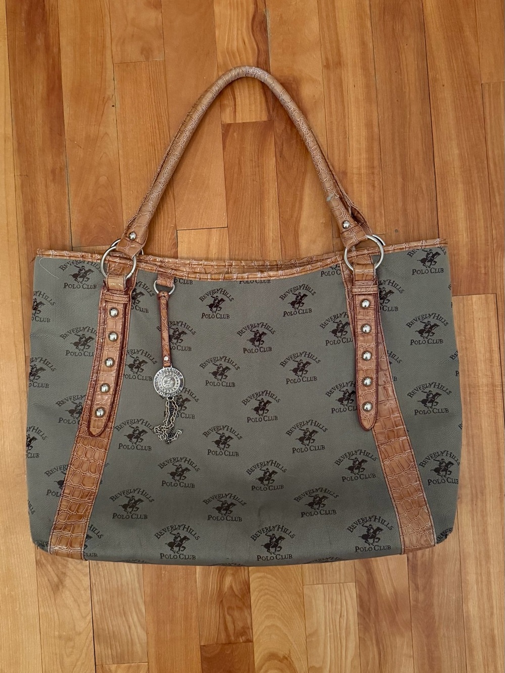 Beverly Hills Polo Club Olive and Tan Tote Bag